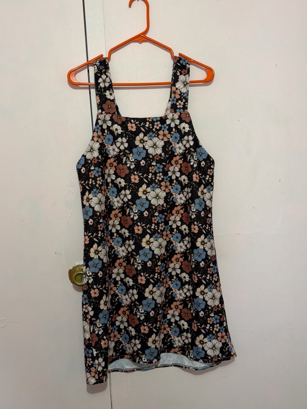 SHEIN Black Floral Square-Neck Camisole with Blue & Brown Flowers